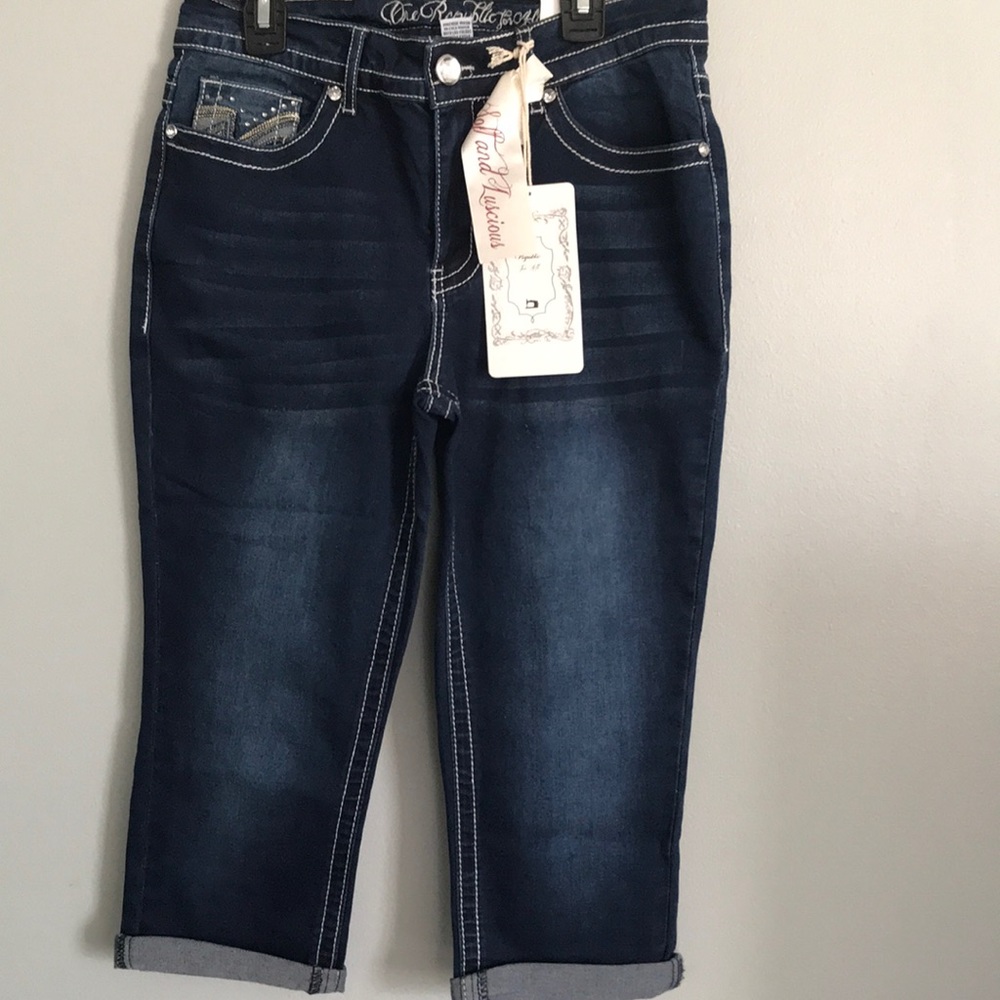 Blue Mid Rise Capris